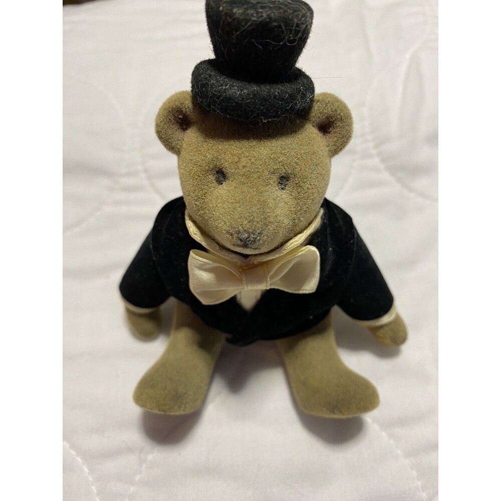 Gund Teddy Bear Miniature Jointed With Black Tails Tuxedo Vintage HTF